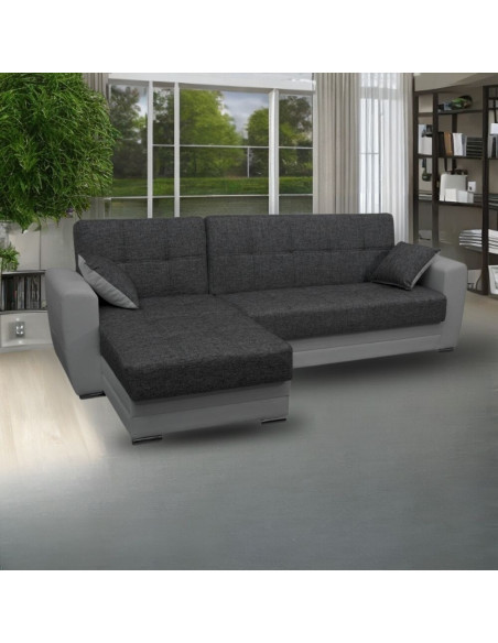 Divano letto Dynamic con penisola reversibile e contenitore doppio colore grigio chiaro e grigio scuro - Kallea