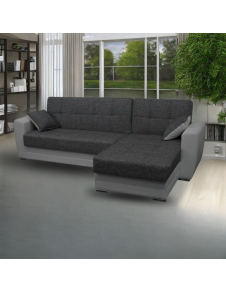 Divano letto Dynamic con penisola reversibile e contenitore doppio colore grigio chiaro e grigio scuro - Kallea