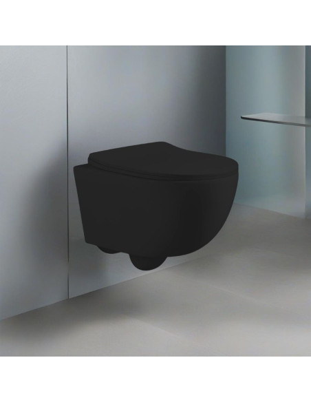 WC sospeso YJ-2381MB 48.5x36.5x36.5 cm nero opaco - Kallea