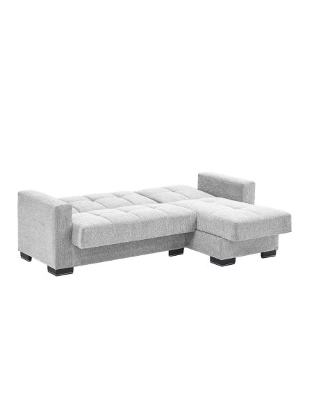 Divano letto con penisola Fermina Lounge con doppio contenitore in Crown 17 grigio chiaro - Kallea