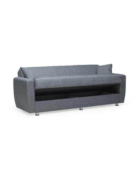 Divano letto con contenitore Rotterdam grigio 228x90x89H - Kallea