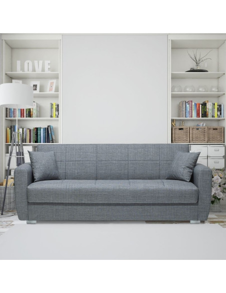 Divano letto con contenitore Rotterdam grigio 228x90x89H - Kallea