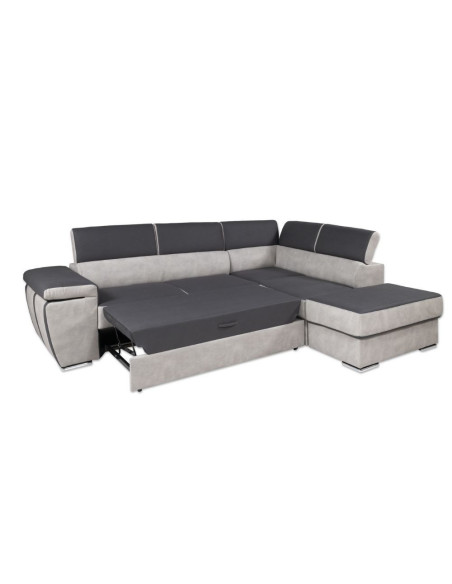 Divano angolare Gisella con pouff contenitore destro 285x238 grigio - Kallea