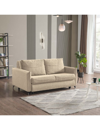 Divano letto Grande 2 posti in tessuto beige - Kallea