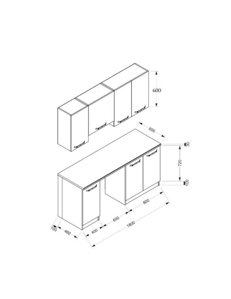 Cucina Sumy 180 cm cemento - Kallea