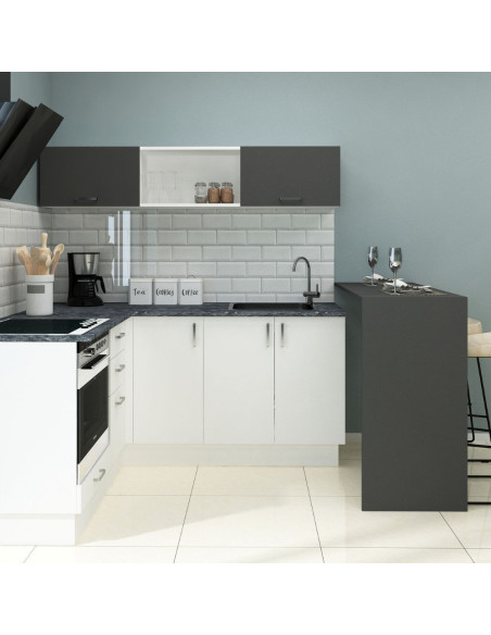 Cucina angolare Matera 180x160 con penisola reversibile bianca e nera - Kallea