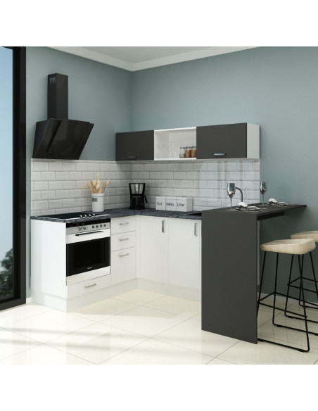 Cucina angolare Matera 180x160 con penisola reversibile bianca e nera - Kallea