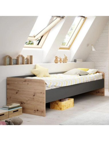 Letto singolo Gap System colore rovere e antracite - Kallea