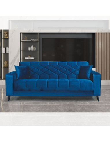 Divano letto contenitore Columbia 3 posti colore blu - Kallea