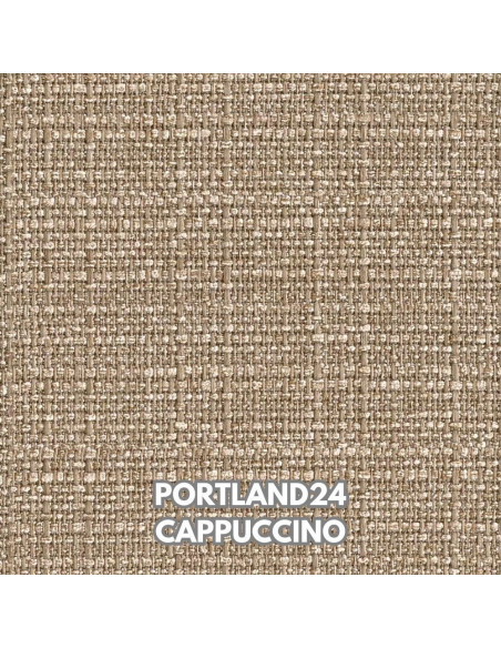 Divano angolare destro Belen in tessuto Portland 24 cappuccino con pouff contenitore - Kallea