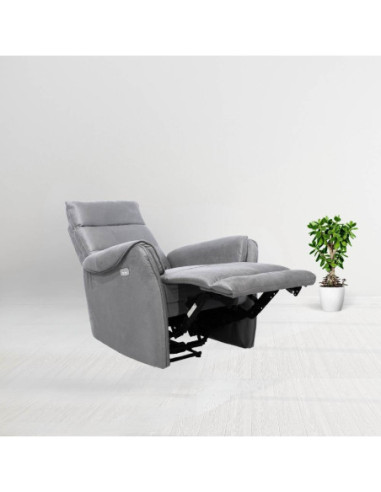 Poltrona Thun recliner elettrico effetto nabuk grigio chiaro - Kallea