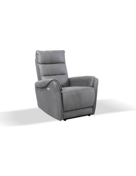 Poltrona Thun recliner elettrico effetto nabuk grigio chiaro - Kallea