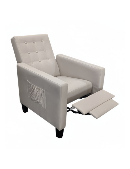 Poltrona Malea recliner 4 punti massaggianti in tessuto beige - Kallea