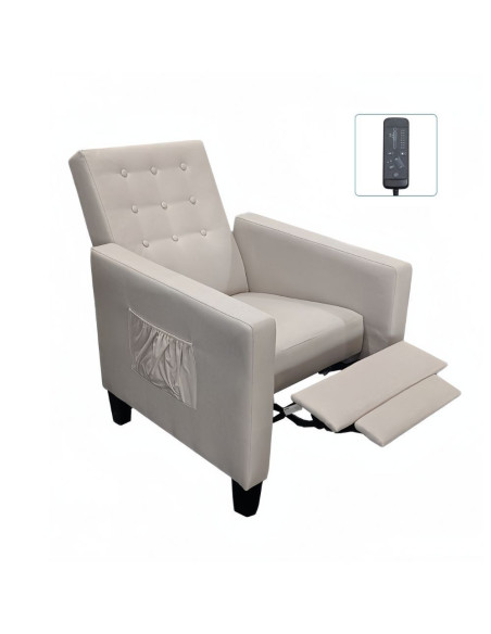 Poltrona Malea recliner 4 punti massaggianti in tessuto beige - Kallea