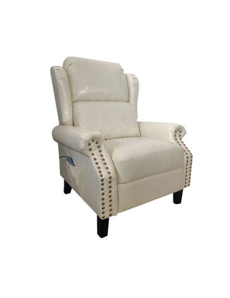 Poltrona Wing recliner 6 punti massaggianti in ecopelle colore beige - Kallea