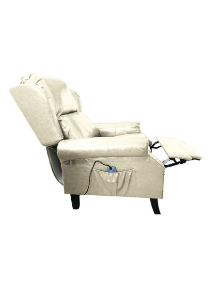 Poltrona Wing recliner 6 punti massaggianti in ecopelle colore beige - Kallea