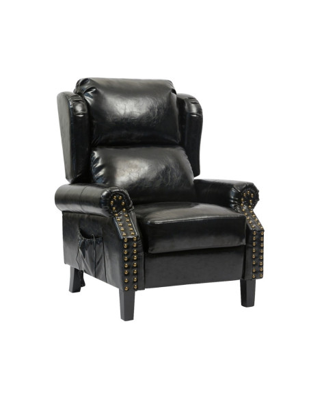 Poltrona Wing recliner 6 punti massaggianti in ecopelle colore nero - Kallea