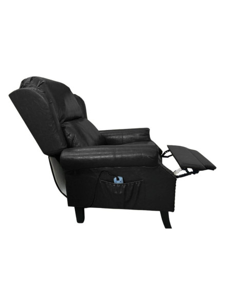 Poltrona Wing recliner 6 punti massaggianti in ecopelle colore nero - Kallea