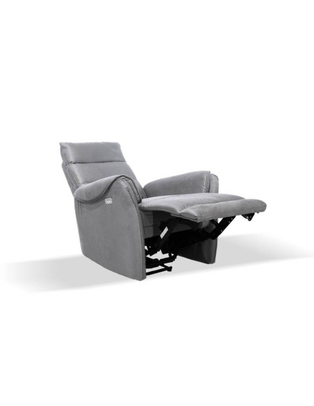 Poltrona Thun recliner elettrico effetto nabuk grigio chiaro - Kallea