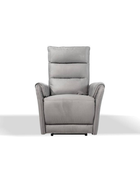 Poltrona Thun recliner elettrico effetto nabuk grigio chiaro - Kallea