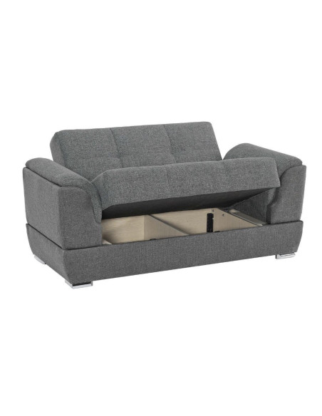 Divano letto Larissa 2 posti contenitore in Crown 18 grigio - Kallea