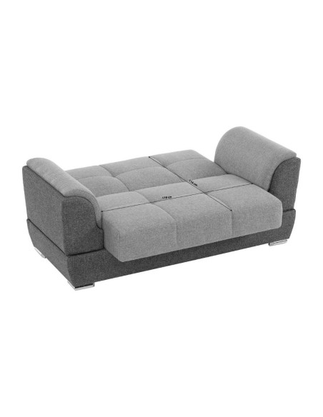 Divano letto Larissa 2 posti contenitore in Crown 18 grigio - Kallea