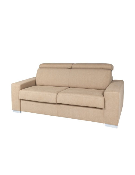 Divano letto Devon 3 posti beige poggiatesta recliner 209x108 - Kallea