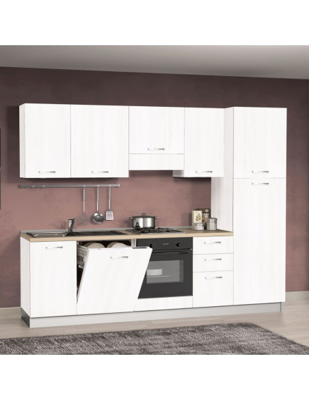 Cucina Rosmarino 270 x 217H con lavastoviglie bianco opaco destra - Kallea