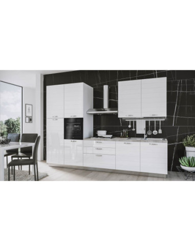 Cucina Ade 330 cm bianco lucido con elettrodomestici - Kallea