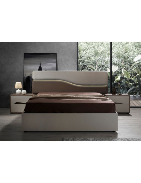 Camera da letto Soleil con letto contenitore colore cashmere e olmo biscotto - Kallea