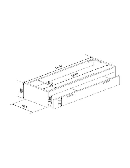 Letto singolo 1004 Blanco con cassettone estraibile - Kallea