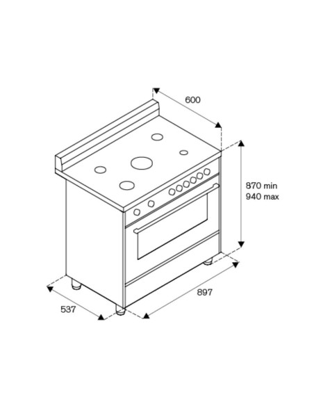 Cucina 90X60 F.lli Bertazzoni AMN965EXV 5 fuochi a gas forno elettrico multifunzione inox - Kallea