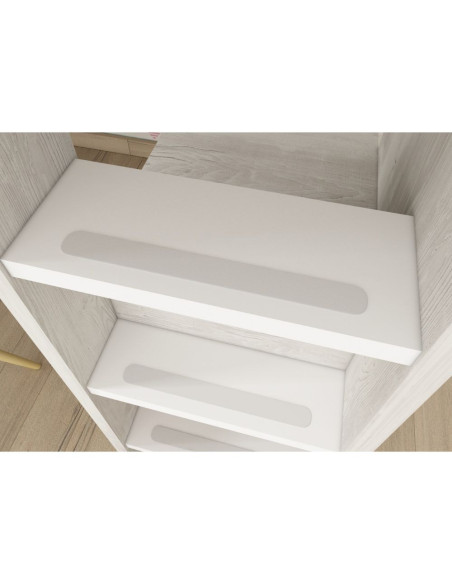 Cameretta 2278 con letto a soppalco con scrivania sottostante colore bianco e bianco consumato - Kallea