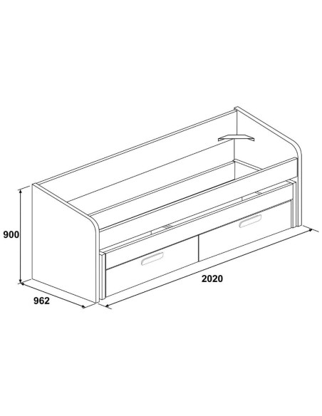 Letto singolo 1141 con letto estraibile e due cassettoni colore bianco e verde lime - Kallea