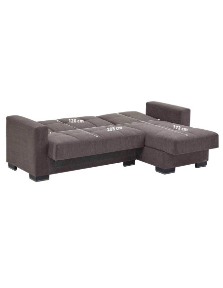 Divano letto con penisola Fermina Lounge con doppio contenitore in Crown 17 grigio chiaro - Kallea