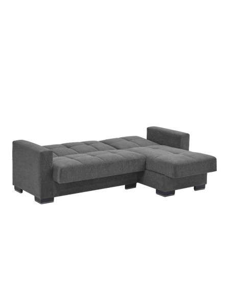 Divano letto con penisola Fermina Lounge con doppio contenitore in Crown 18 grigio - Kallea