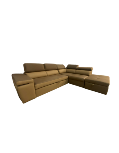 Divano angolare Gisella Mozart con pouff contenitore destro 285x238 mozart 7 beige e mozart 5 brown - Kallea