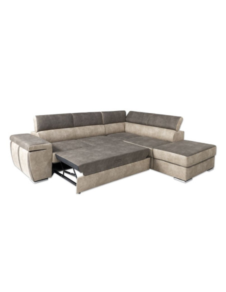 Divano angolare Gisella Mozart con pouff contenitore destro 285x238 mozart 7 beige e mozart 5 brown - Kallea