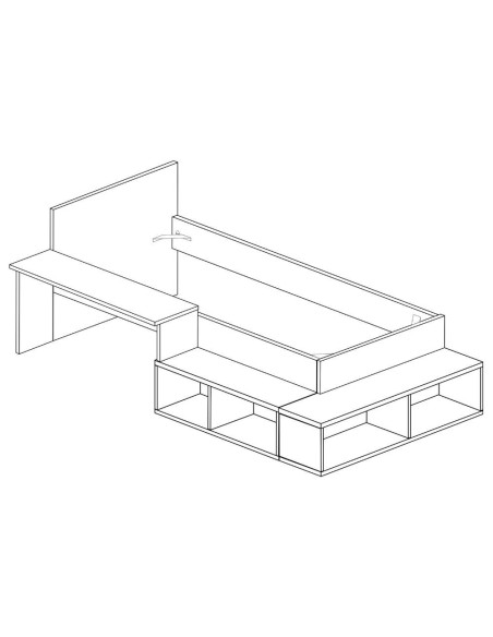 Cameretta 6040 con letto singolo e scrivania reversibile colore bianco consumato e bianco - Kallea