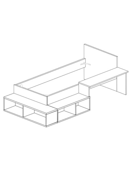 Cameretta 6040 con letto singolo e scrivania reversibile colore bianco consumato e bianco - Kallea