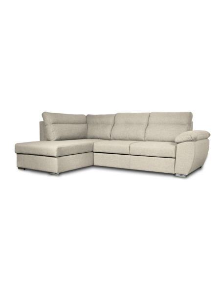 Divano letto Kendall III con penisola contenitore sinistro in tessuto Barrel 04 beige - Kallea