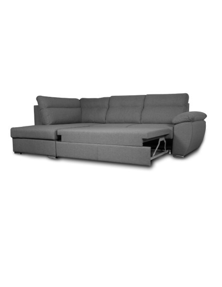 Divano letto Kendall III con penisola contenitore sinistro in tessuto Barrel 90 grigio - Kallea