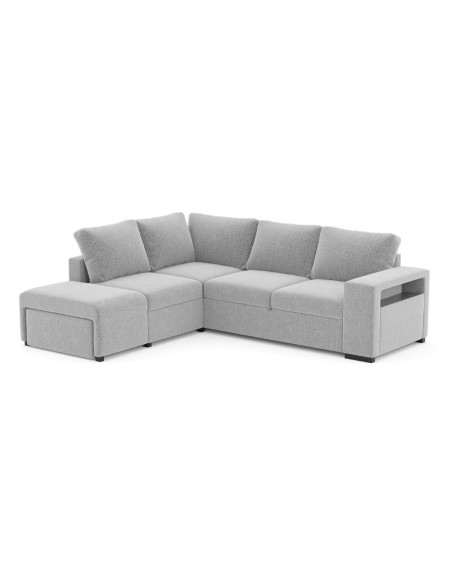 Divano letto angolare reversibile Jozzis con vano contenitore e pouf in tessuto Zenith C1756 grigio - Kallea