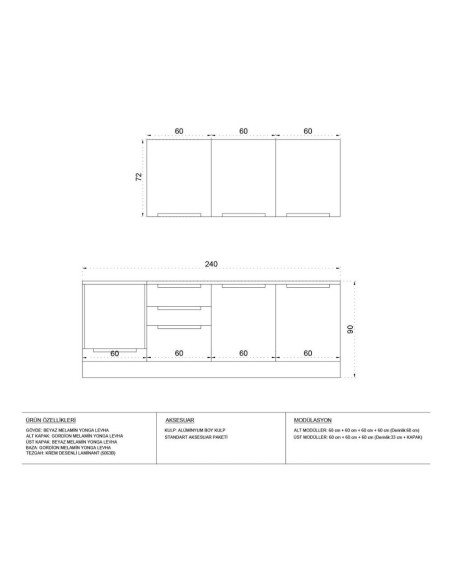 Cucina Potenza 240 cemento e bianco con elettrodomestici - Kallea