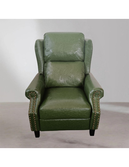 Poltrona Wing recliner 6 punti massaggianti in ecopelle colore verde - Kallea