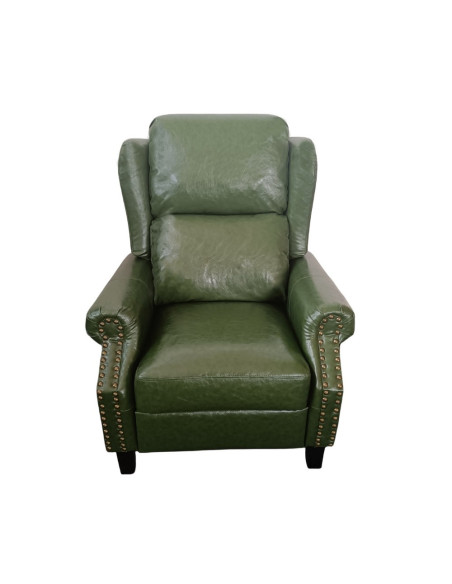 Poltrona Wing recliner 6 punti massaggianti in ecopelle colore verde - Kallea