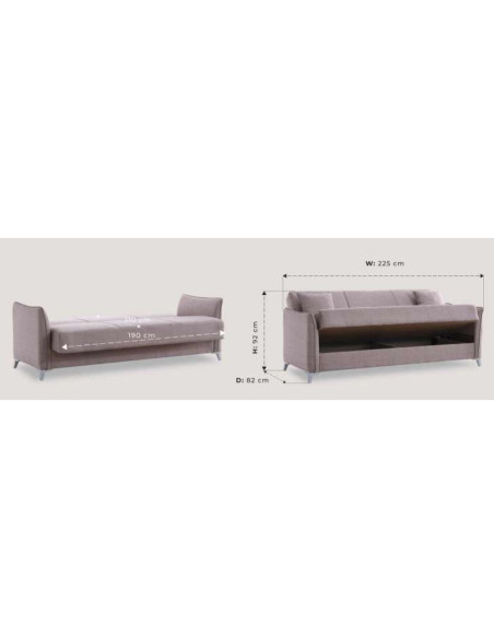 Divano letto contenitore Alder 3 posti colore grigio Mina 11 - Kallea