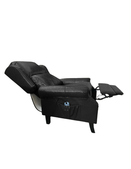 Poltrona Wing recliner 6 punti massaggianti in ecopelle colore nero - Kallea