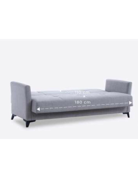 Divano Loren 3 posti con letto contenitore in tessuto colore Mina 14 grigio - Kallea