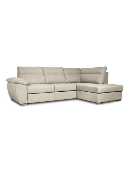 Divano letto Kendall III con penisola contenitore destro in tessuto Barrel 04 beige - Kallea